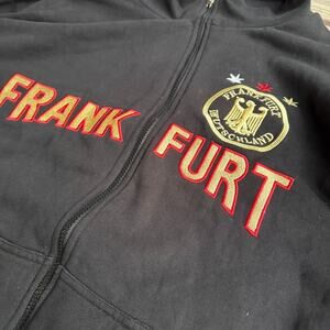 VTG Zip Up Sweatshirt FrankFurt Deutschmark RMT Germany Embroidered -Size XXL